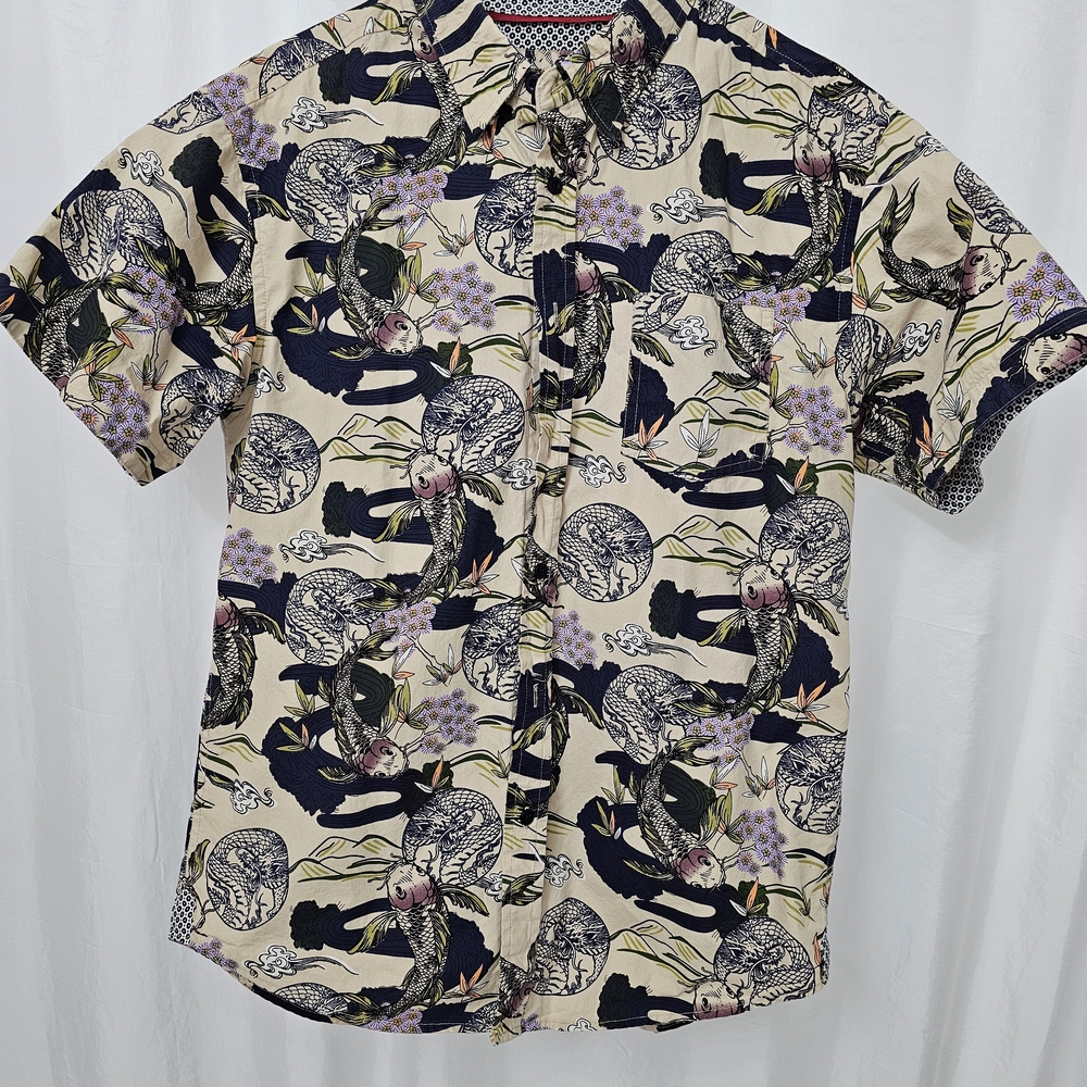 Men's Beige and Black Patterned Shirt